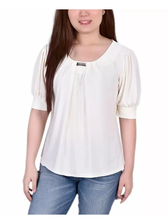 Топ Petite с короткими рукавами и рукавами-фонариками NY Collection — изображение 1 из 1