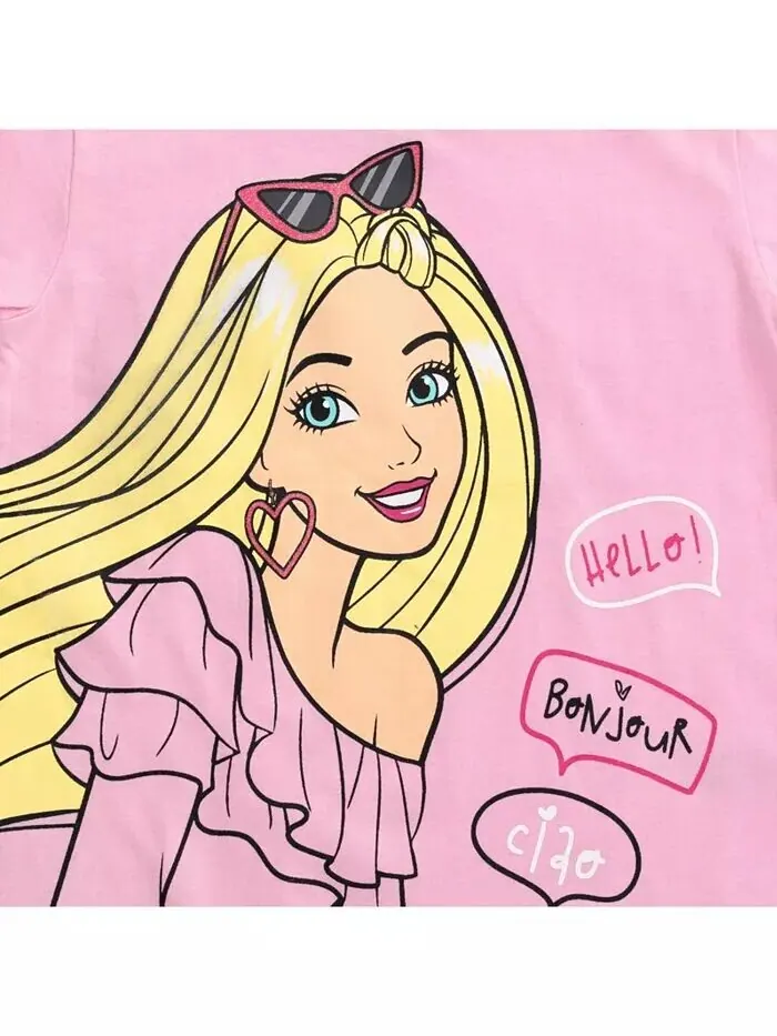 Набор из 3 футболок для маленьких девочек Barbie — изображение 4 из 6, розовый/черный