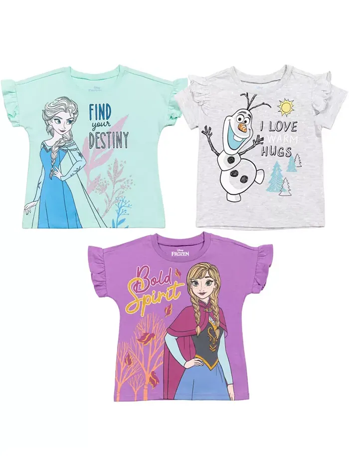 Футболки для девочек, 3 шт Frozen — серый