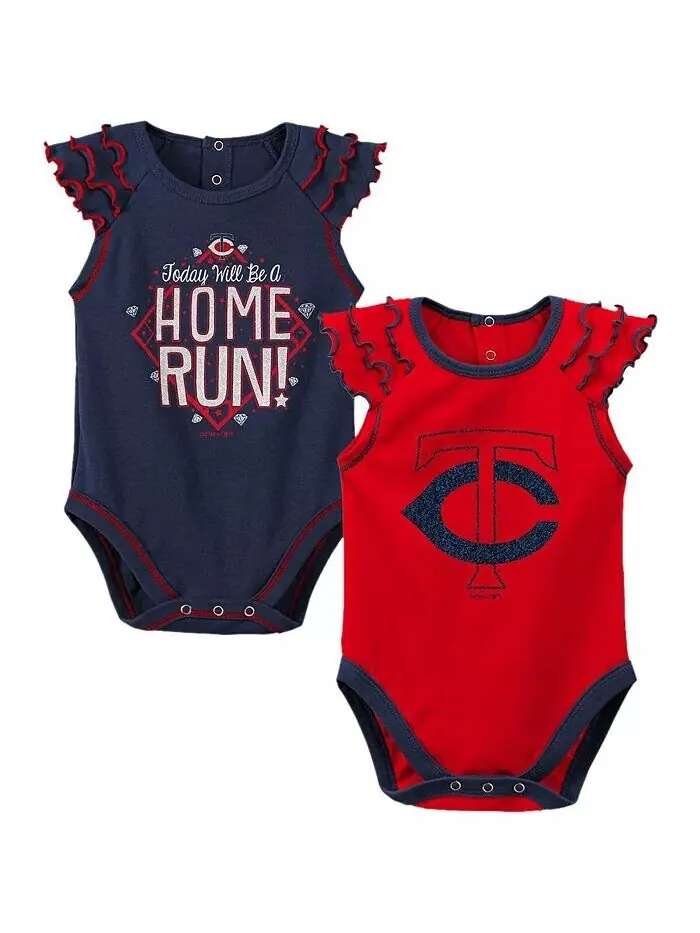 Комплект из 2 боди унисекс для новорожденных, темно-синий и красный, Minnesota Twins Shining — изображение 2 из 3