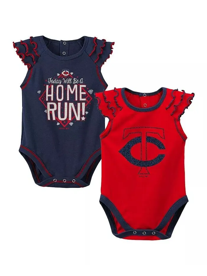 Комплект боди унисекс для новорожденных темно-синего и красного цвета Minnesota Twins Shining — красный