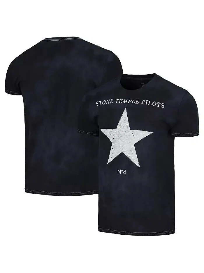 Мужская черная футболка с потертостями Stone Temple Pilots No. 4 Global Merch — черный