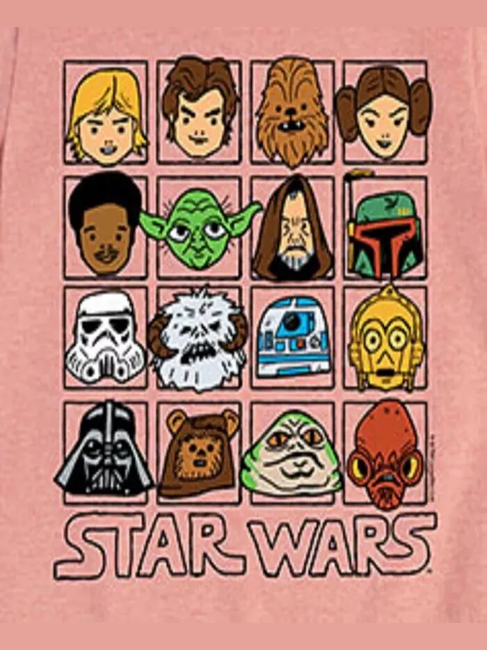 Футболка с коротким рукавом Big Girls Characters Grid Star Wars — изображение 3 из 3, розовый