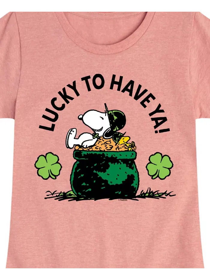 Футболка с коротким рукавом "Big Girls Snoopy Lucky To Have Ya" с принтом ко Дню Святого Патрика — изображение 3 из 3