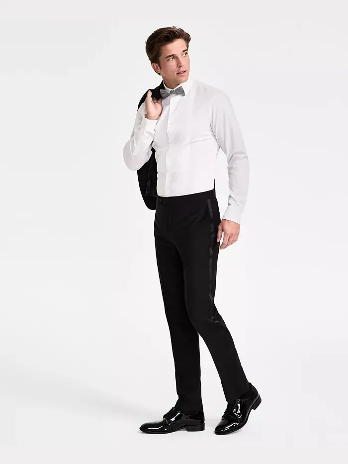 Мужские классические брюки-смокинг из шерстяной смелки, Slim-Fit Calvin Klein — 2