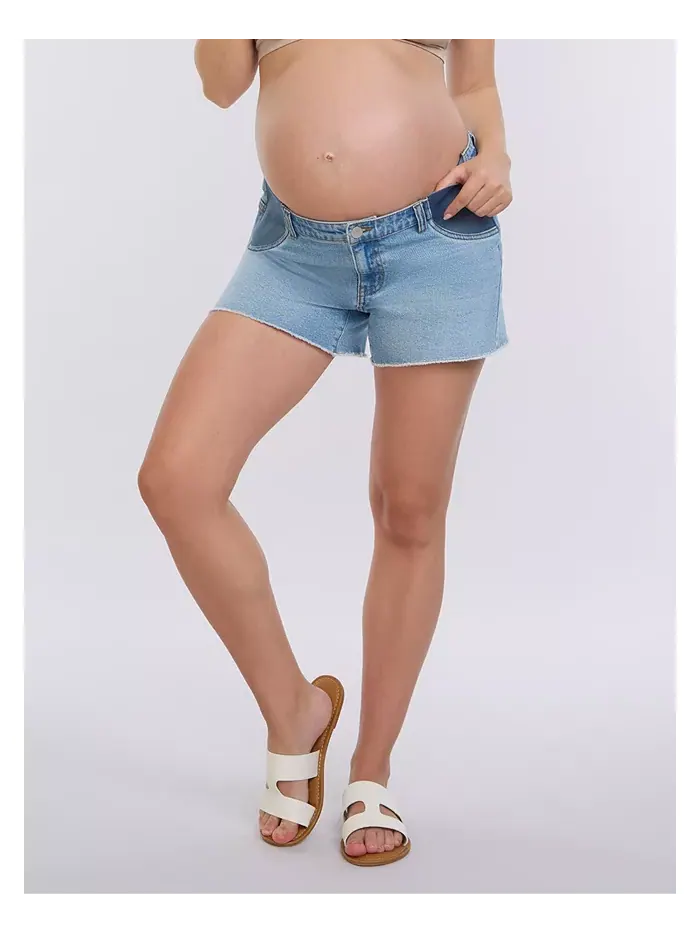 Джинсовые шорты для беременных с заниженной талией - Motherhood Motherhood Maternity — изображение 3 из 4, светлая стирка