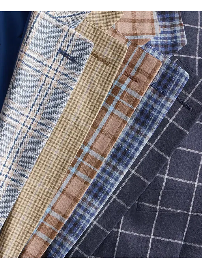 Мужской хлопковый и льняной печатный спортивный пиджак Modern-Fit Nautica — изображение 3 из 3, темно-синий