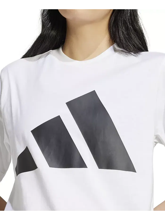 Женская хлопковая футболка Essentials с крупным логотипом adidas — изображение 4 из 5, белый