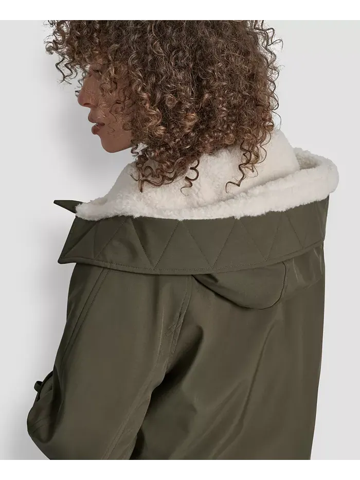 Женское пальто Softshell с капюшоном и подкладкой из искусственного меха DKNY — изображение 6 из 7, лоден