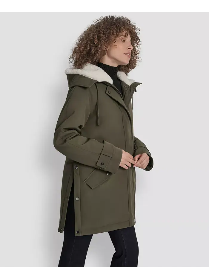 Женское пальто Softshell с капюшоном и подкладкой из искусственного меха DKNY — изображение 7 из 7, лоден