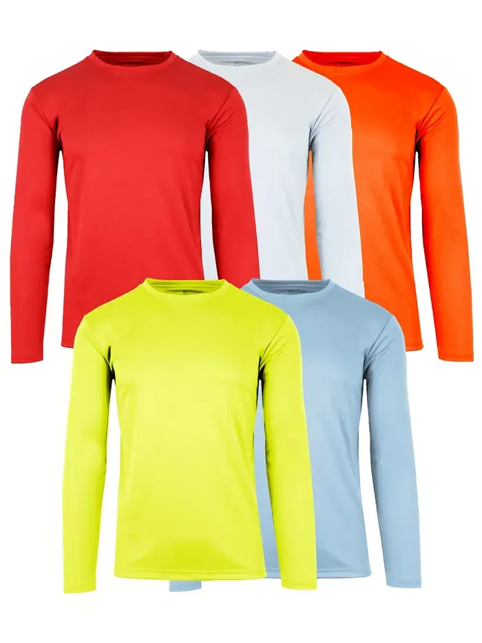 Мужская футболка с длинным рукавом Crew Neck для отвода влаги Performance - набор из 5 штук Galaxy — изображение 1 из 8