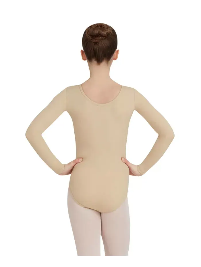 Детский длинный купальник с длинными рукавами - для девочек Capezio — изображение 2 из 3, бежевый/бежевый