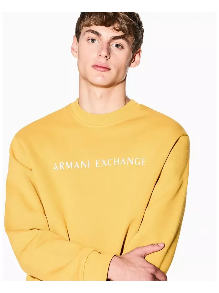 Мужская флисовая толстовка с принтом на груди A|X Armani Exchange — изображение 4 из 5, желтый
