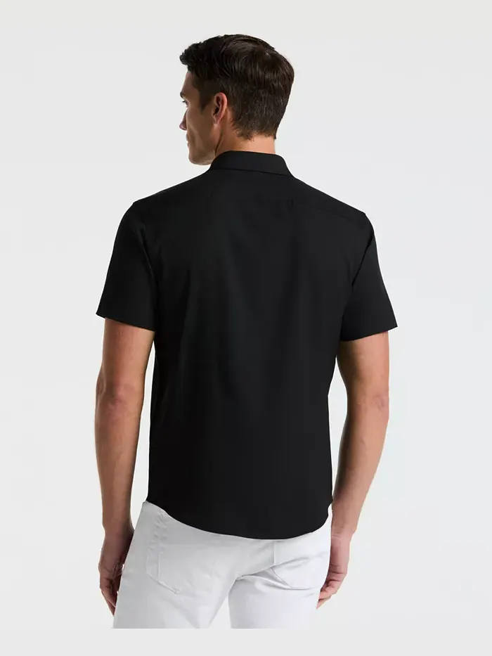 Мужская рубашка с коротким рукавом однотонная Perry Ellis — изображение 4 из 4, черный