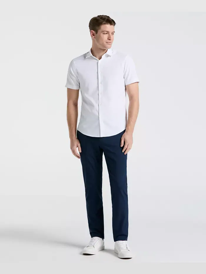 Мужская рубашка с коротким рукавом однотонная Perry Ellis — изображение 2 из 4, белый
