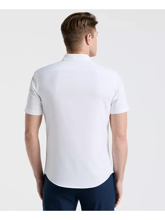 Мужская рубашка с коротким рукавом однотонная Perry Ellis — изображение 4 из 4, белый