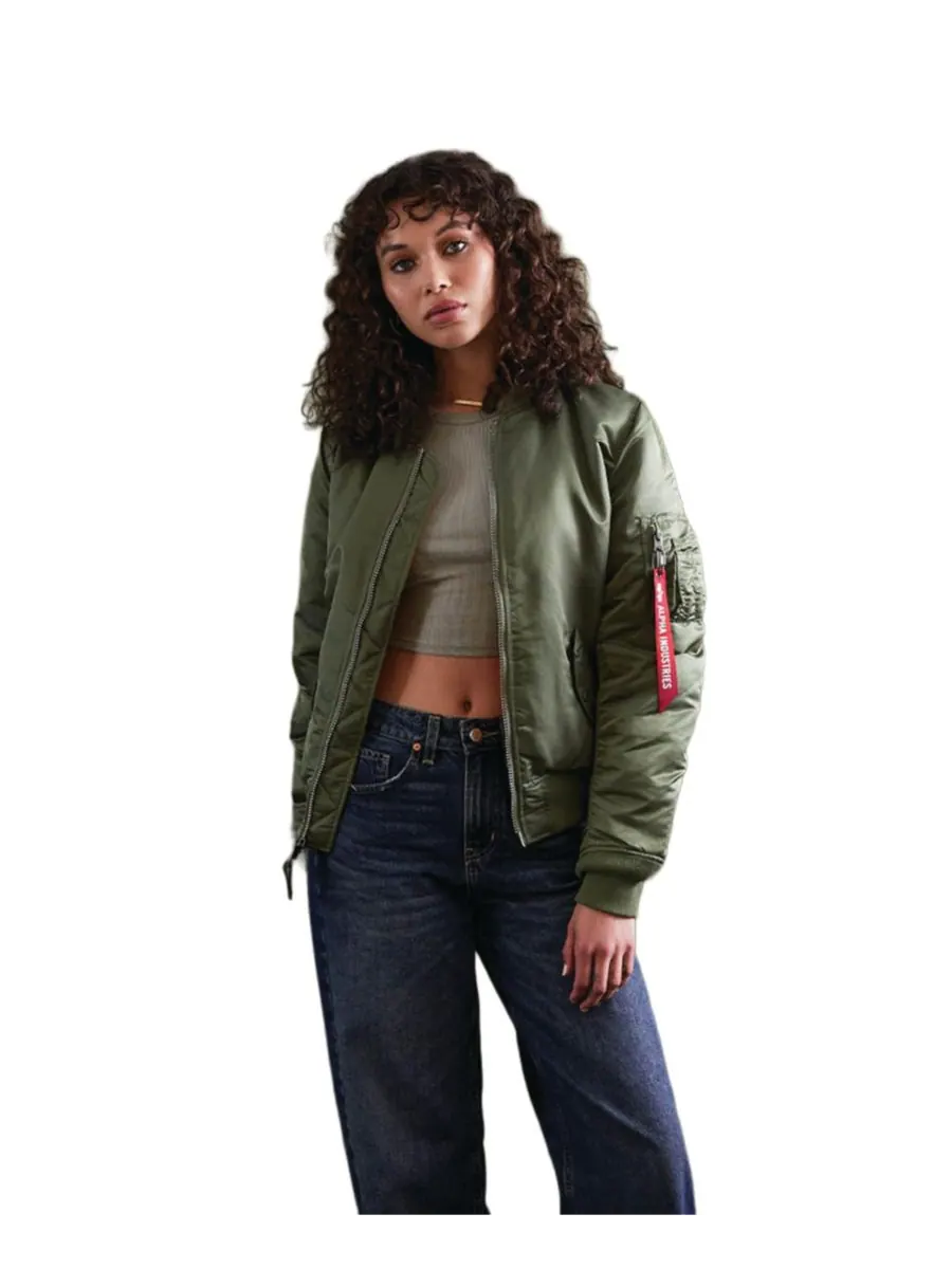 Женская куртка-бомбер Ma-1 Alpha Industries — зеленый