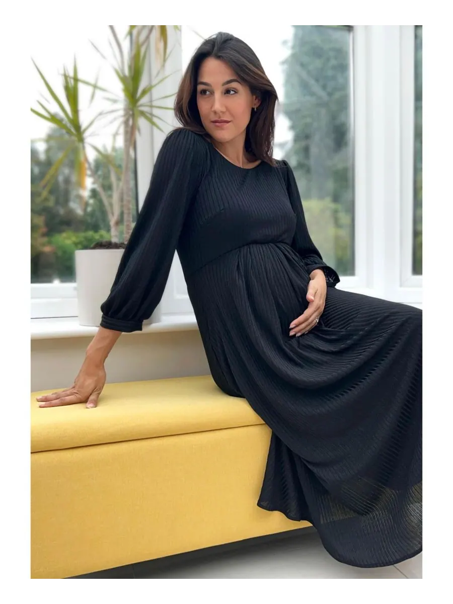 Платье для беременных Tiffany Rose Isla в рубчик из трикотажа Tiffany Rose Maternity — изображение 7 из 8, черный
