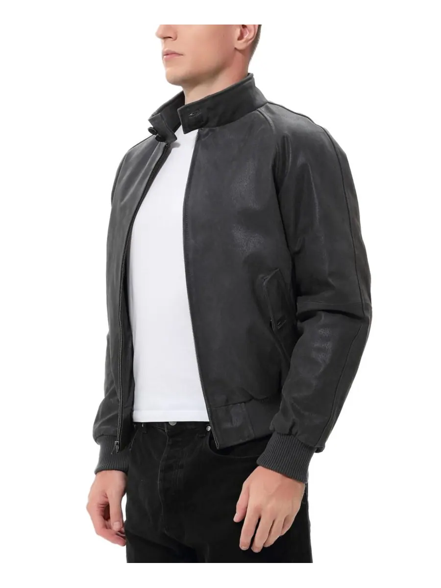 Мужская куртка-бомбер из состаренной кожи времен Второй мировой войны Landing Leathers — изображение 2 из 3, серый
