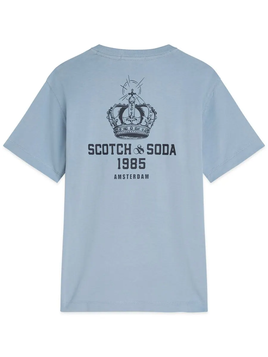 Детская футболка с коротким рукавом и графическим принтом, размер 8-16 SCOTCH & SODA — изображение 2 из 3, светлый синий