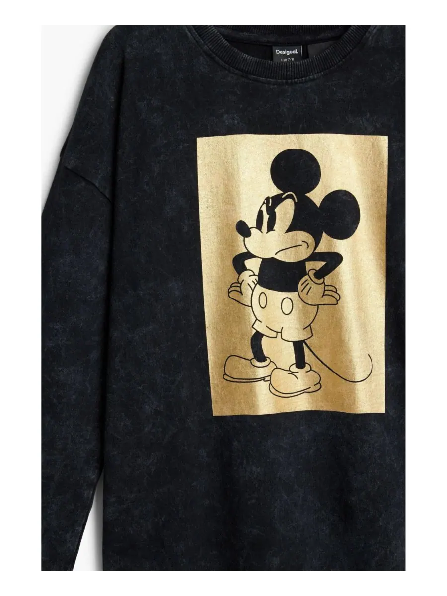 Детская футболка с длинными рукавами с изображением Микки Мауса Desigual — изображение 3 из 3, черный