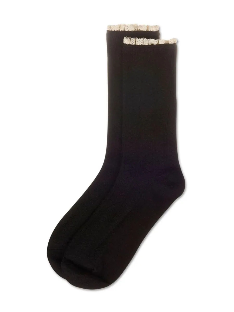 Женские кружевные носки Prairie Lace Crew Socks MeMoi — изображение 3 из 3, черный
