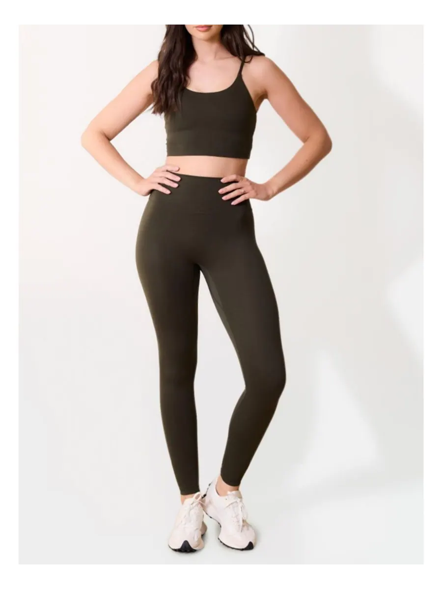 Женские леггинсы с высокой талией 24/7 Revitalise LOVALL — изображение 3 из 8, глубокий оливковый
