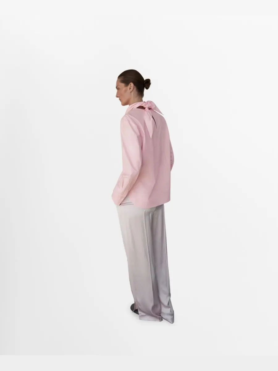 Женские атласные брюки с боковым разрезом MANGO — изображение 2 из 3, розовый