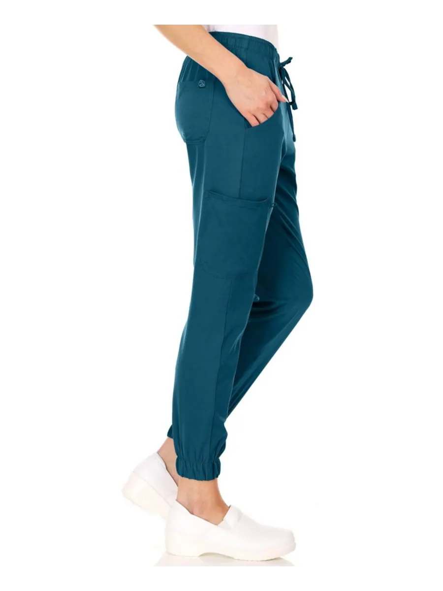 Брюки-джоггеры Leah Plus Size с пятью карманами, эластичные, желтые, размер 3XL Medichic — изображение 4 из 5, лазурный