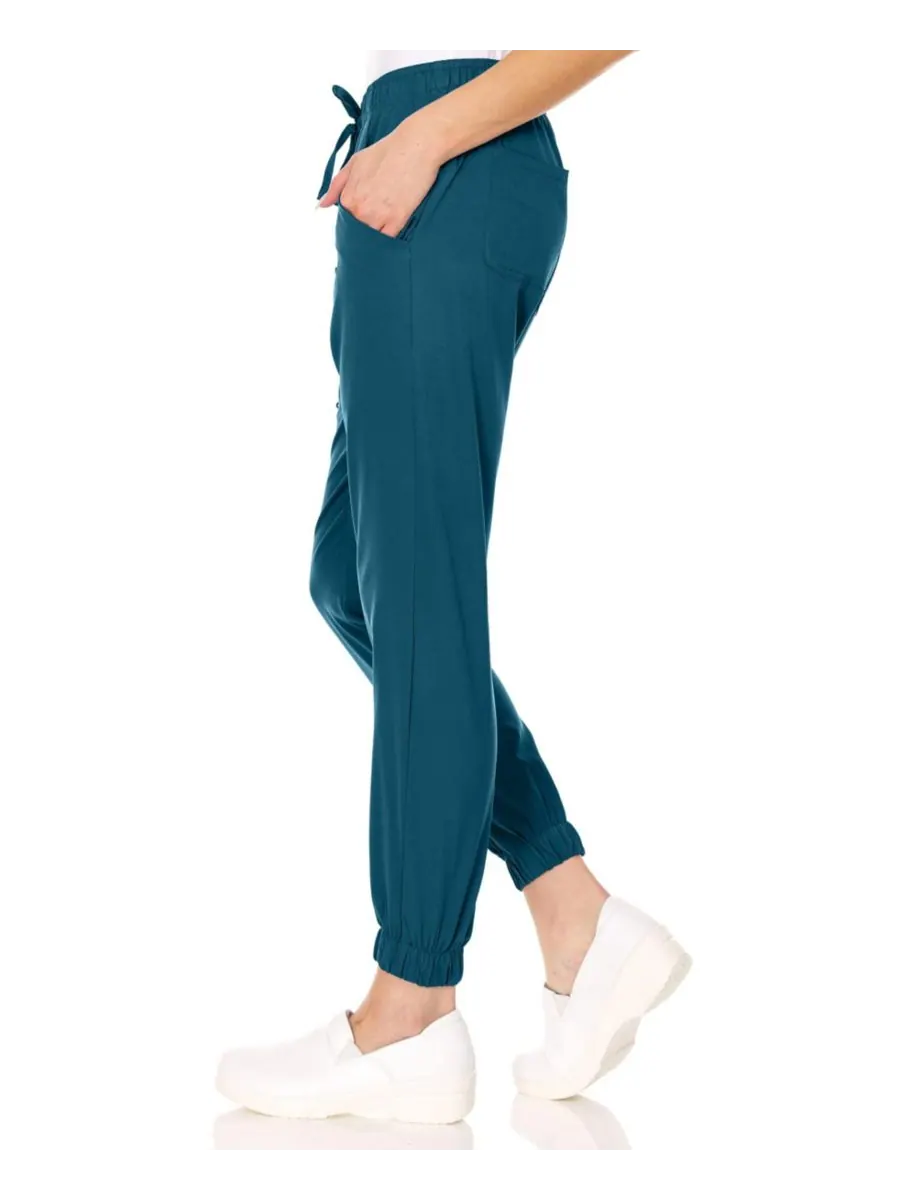 Брюки-джоггеры Leah Plus Size с пятью карманами, эластичные, желтые, размер 3XL Medichic — изображение 5 из 5, лазурный
