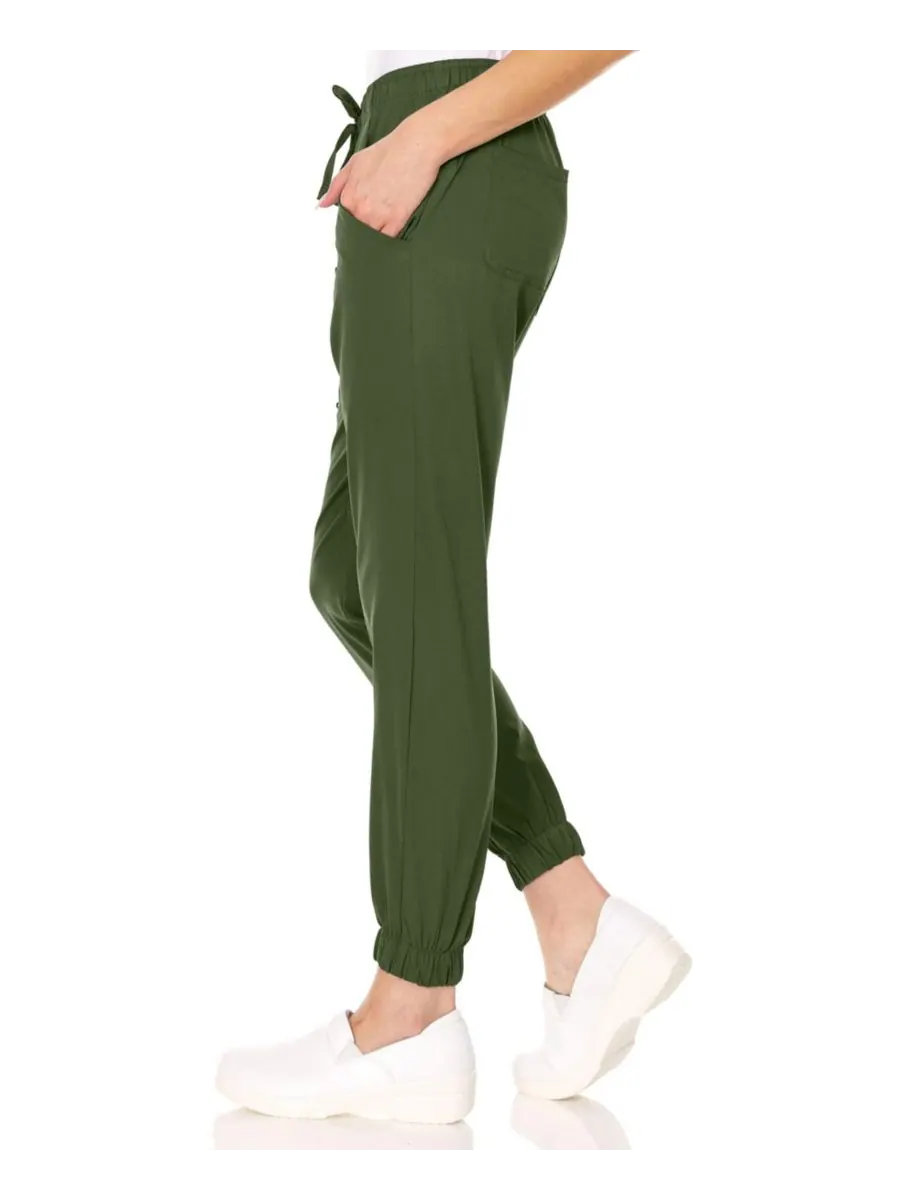 Брюки-джоггеры Leah Plus Size с пятью карманами, эластичные, желтые, размер 3XL Medichic — изображение 3 из 5, оливковый