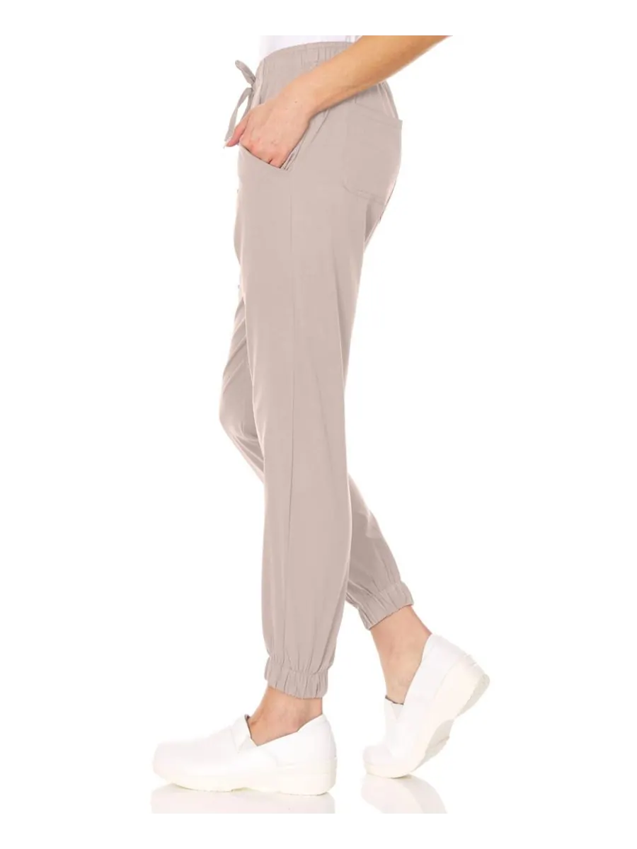 Брюки-джоггеры Leah Plus Size с пятью карманами, эластичные, желтые, размер 3XL Medichic — изображение 3 из 5, хаки