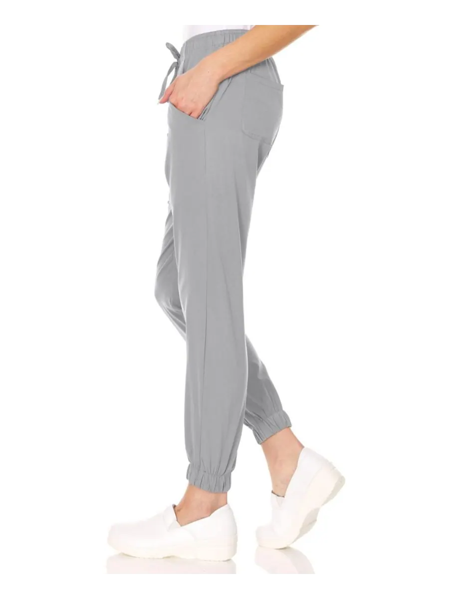 Брюки-джоггеры Leah Plus Size с пятью карманами, эластичные, желтые, размер 3XL Medichic — изображение 3 из 5, серый