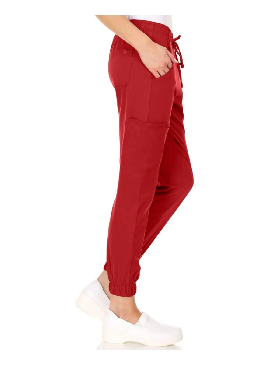 Брюки-джоггеры Leah Plus Size с пятью карманами, эластичные, желтые, размер 3XL Medichic — изображение 3 из 5, красный