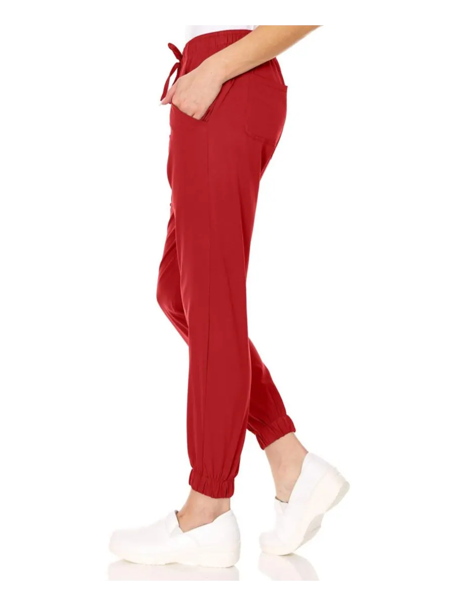Брюки-джоггеры Leah Plus Size с пятью карманами, эластичные, желтые, размер 3XL Medichic — изображение 4 из 5, красный