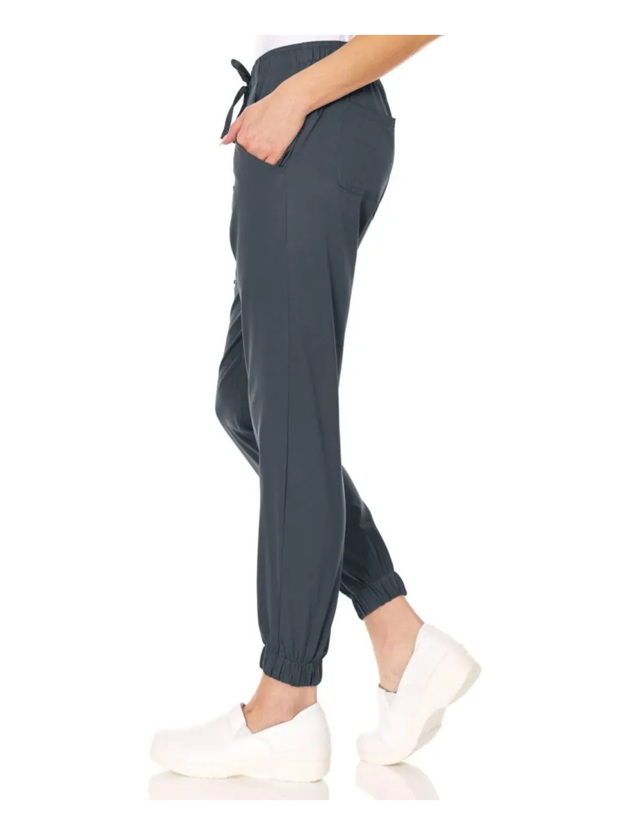 Брюки-джоггеры Leah Plus Size с пятью карманами, эластичные, желтые, размер 3XL Medichic — изображение 4 из 5, серебристый
