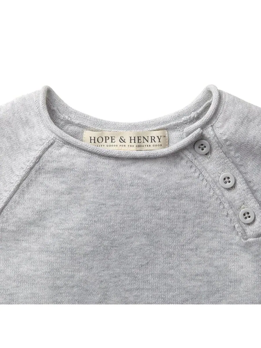 Детский комбинезон-свитер с рукавами реглан для мальчиков Hope & Henry — изображение 2 из 5, светлый серый