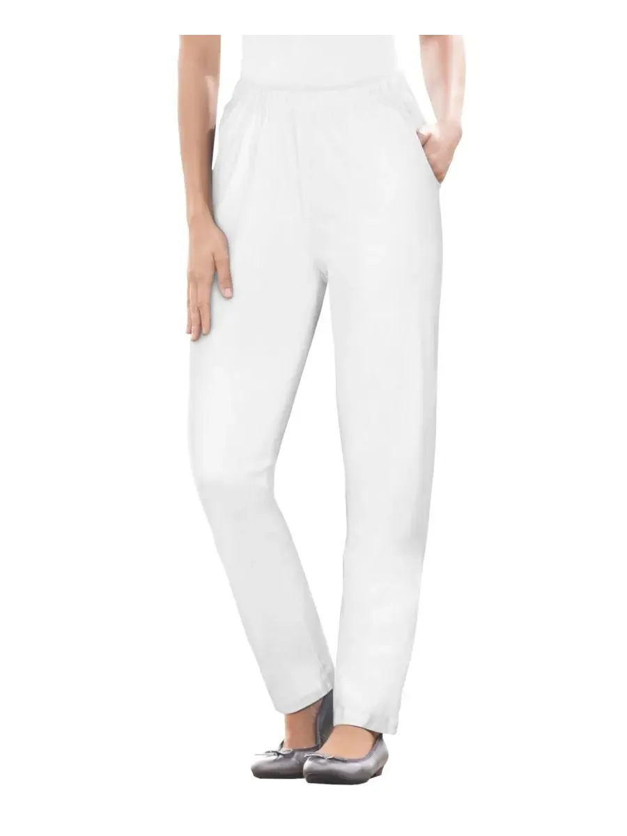 Женские джинсы Within Tall Straight Leg Fineline Pull-On Stretch Denim Woman Within — белый