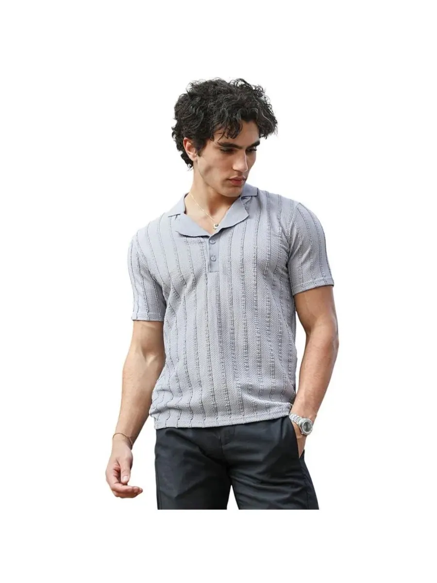 Campus Sutra Мужская поло-футболка Coin Grey Wicker-Tactitle — серый