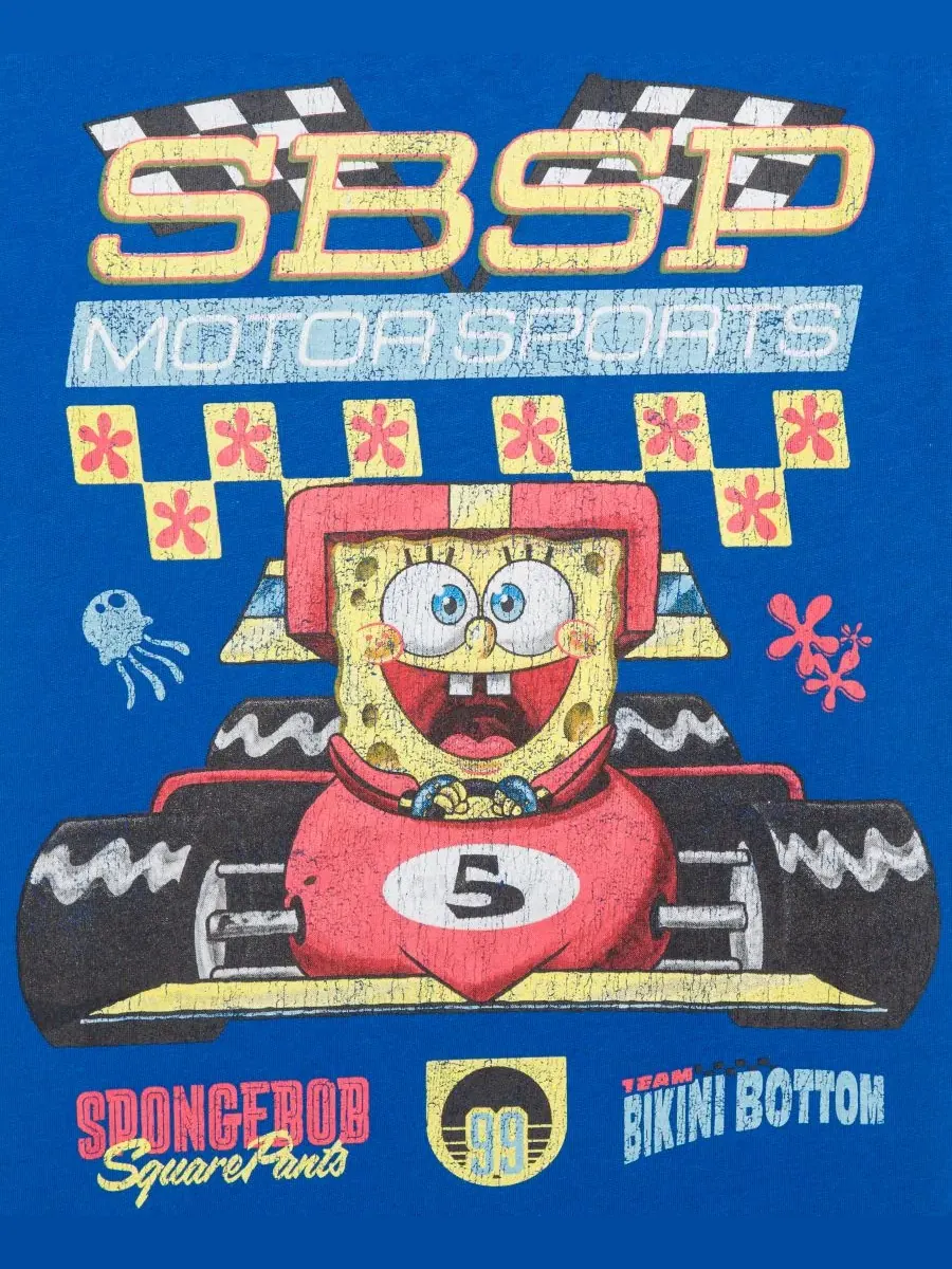 Футболка с графическим принтом для мальчиков 5-20 лет SpongeBob SquarePants — изображение 3 из 3, синий
