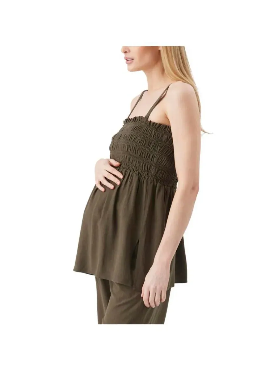 Туника для беременных Ripe Ella с присборенной отделкой Ripe Maternity — изображение 2 из 4, хаки