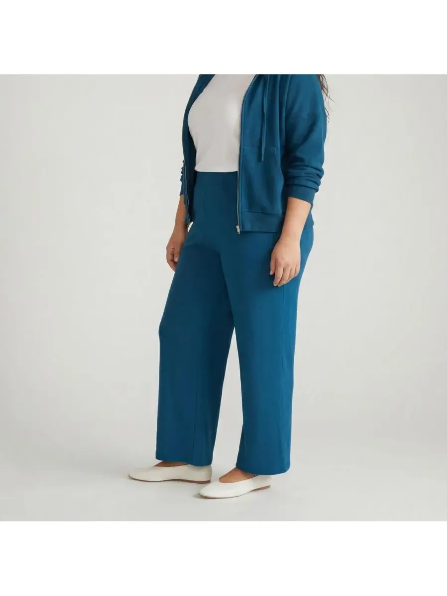 Брюки TravelKnit свободного кроя больших размеров Universal Standard, синий teal — изображение 3 из 3