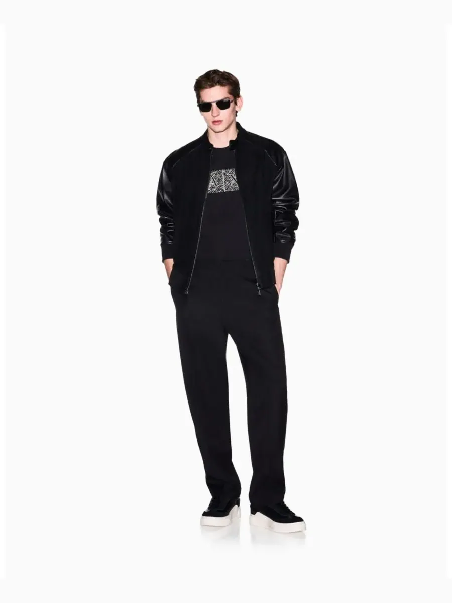 Мужская футболка с коротким рукавом и принтом в виде квадратного логотипа A|X Armani Exchange — изображение 3 из 5, черный