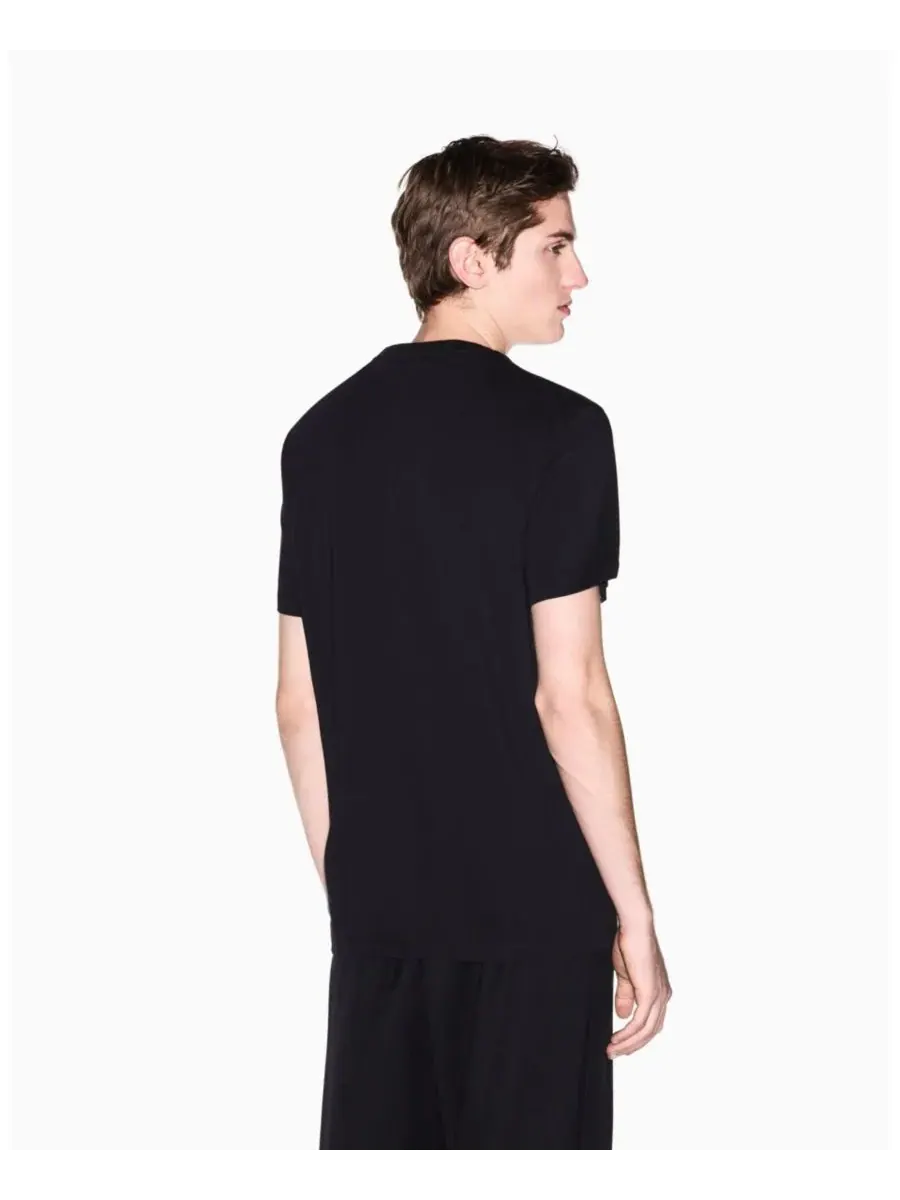 Мужская футболка с коротким рукавом и принтом в виде квадратного логотипа A|X Armani Exchange — изображение 4 из 5, черный