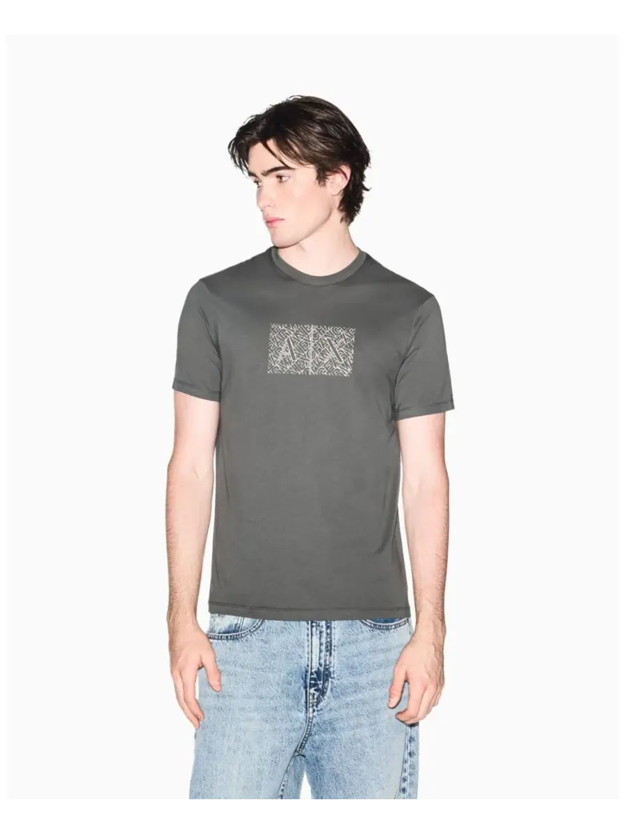 Мужская футболка с коротким рукавом и принтом в виде квадратного логотипа A|X Armani Exchange — изображение 1 из 5, мульти