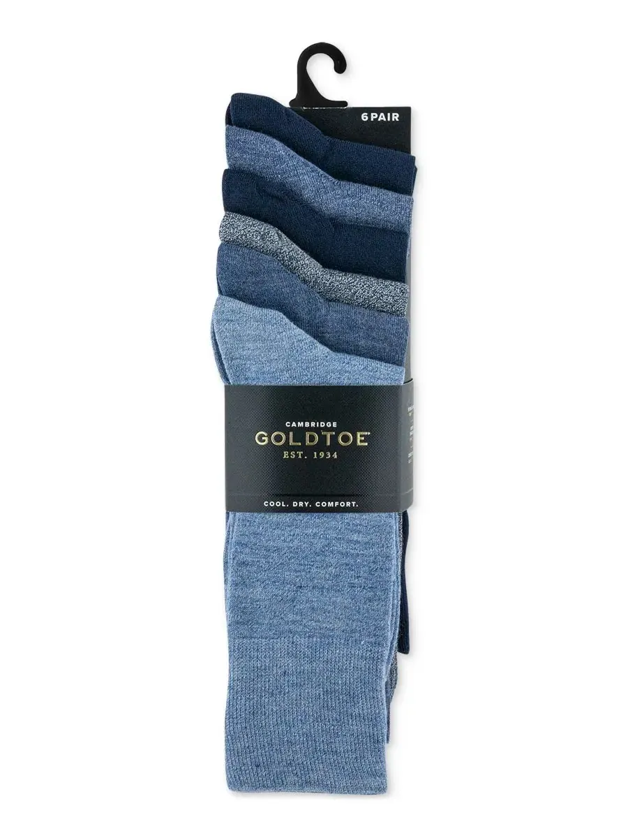 Мужские носки Cambridge Solid Crew Socks (6 пар) — изображение 3 из 3, черный/темно-синий/серый