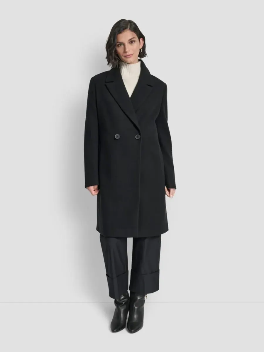 Женское двубортное пальто с воротником-стойкой DKNY — изображение 2 из 7, черный