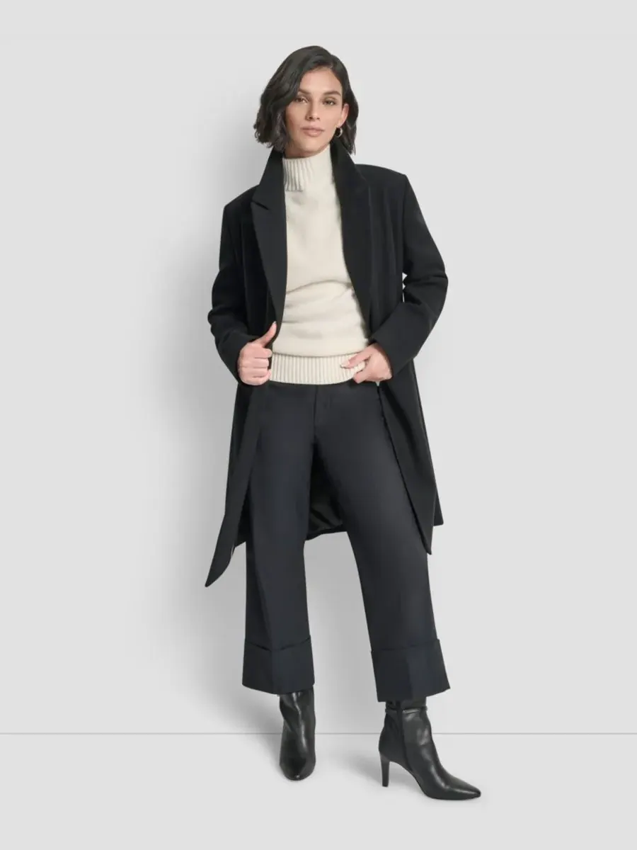 Женское двубортное пальто с воротником-стойкой DKNY — изображение 3 из 7, черный