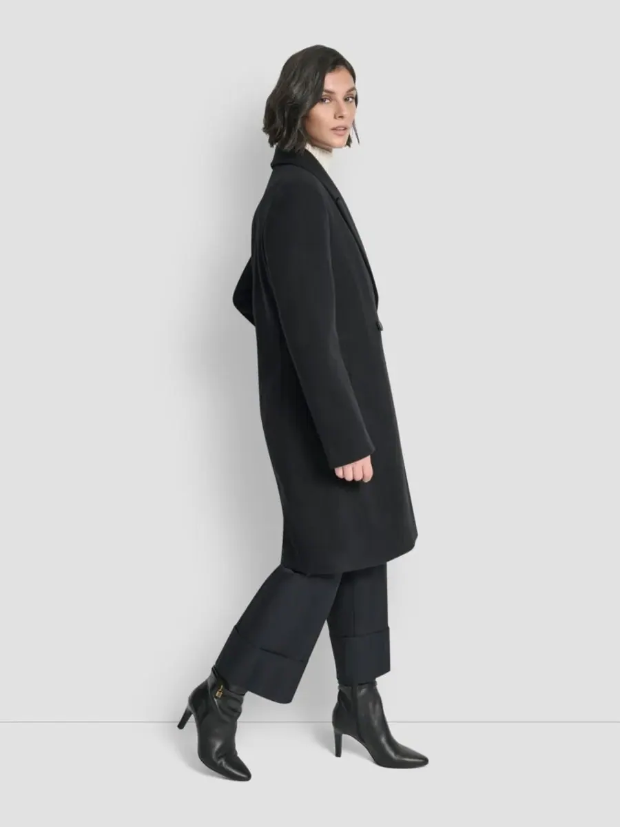 Женское двубортное пальто с воротником-стойкой DKNY — изображение 4 из 7, черный