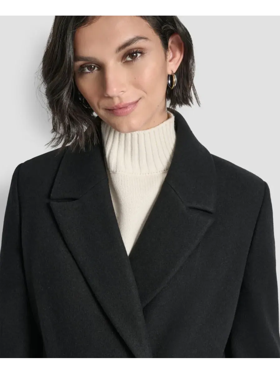 Женское двубортное пальто с воротником-стойкой DKNY — изображение 5 из 7, черный